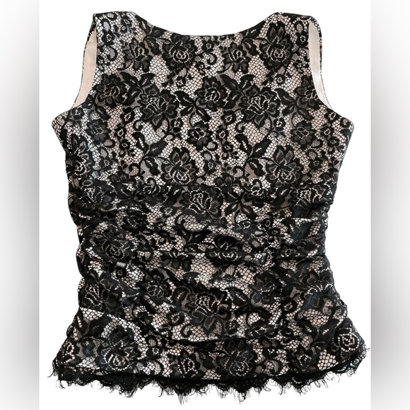 Black Lace & Satin Top - White House Black Market Women’s Size 2 - Vintage - Picture 7 of 16